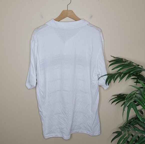 Avirex | Striped Mixed Print White Short Sleeve Polo Shirt - Picture 2 of 4